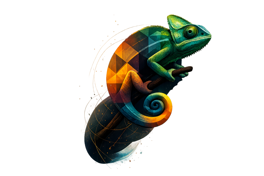 Ilustração do camaleão do Ecossistema Camaleões